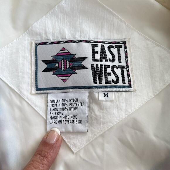 Vintage East West Snow Jacket Medium Aztec Southwestern 90s Full Zip Lined Puff - Picture 7 of 16